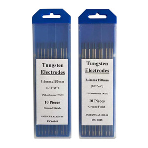 Électrodes en tungstène à grain fin à pointe bleue WL20 pour soudage TIG, baguettes de soudage AWS EWLa-2 2,4 mm 3/32 po, 10 pièces/boîte, vente en gros d'usine chinoise, torche - Product Image 1