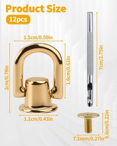 Anneaux en D pour la fabrication de sacs avec outil de perforation, quincaillerie rotative pour sangles de sac, accessoires pour la fabrication de sacs, artisanat du cuir, ceintures DIY - Product Image 2