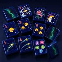 Jeu de Mahjong Galaxie avec tuiles en acrylique, design planètes, étoiles filantes et céleste, style américain avec jokers