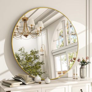 <span class=keywords><strong>Espejo</strong></span> de Pared Decorativo <span class=keywords><strong>Redondo</strong></span> Grande <span class=keywords><strong>Dorado</strong></span> para Baño o Salón, Proyecto de Hotel de Cinco Estrellas de Lujo, Pedido al por Mayor Personalizado - Product Image 5