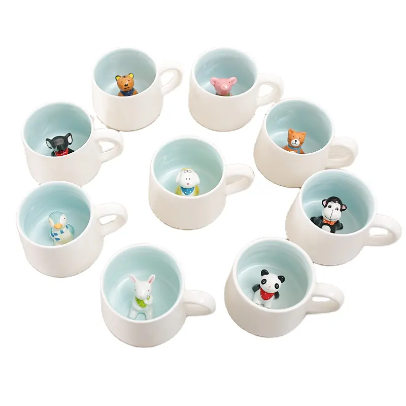 400ml mignon Animal tasses en céramique dessin animé café lait thé petit déjeuner tasse nouveauté cadeaux 3d tasse