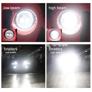 Farol alto baixo para carro, 5700k, 50w, à prova d' água ip67, redondo, 7 "polegadas, led, farol para caminhão