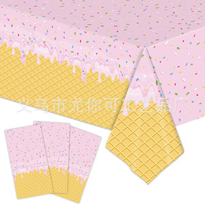 Summer Ice Cream Theme Disposable <b>Tablecloth</b> 274x137cm For Kids Birthday Party Decorations - Product Image 2