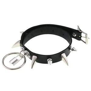 Colar de couro do punk <span class=keywords><strong>goth</strong></span>, colar de chifre ox, gargantilha sexy, feminino, de metal, com fecho em anel - Product Image 4