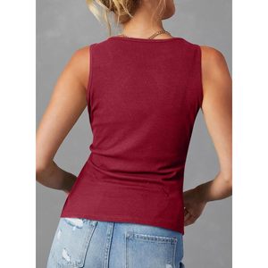 2025 2025 été femmes mince ajusté XS débardeurs basique col rond côtelé tricot décontracté t-shirts chemises 2025 XS débardeurs - Product Image 1