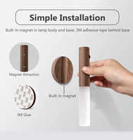 Veilleuse LED à capteur de mouvement PIR sans fil rechargeable par USB avec bois magnétique pour l'éclairage des murs intérieurs et des escaliers Dropship