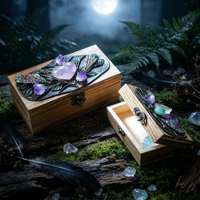 Boîte en bois artisanale de nouvelle conception, très vendue, pour bijoux, collection de cristaux et ornements, idéale pour un cadeau