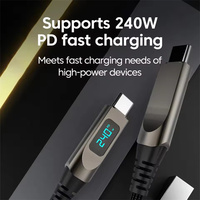 PD 240W USB C a USB tipo C Cable de datos de carga rápida para teléfono 15 16 Pro Huawei Samsung Xiaomi línea de datos pantalla Digital