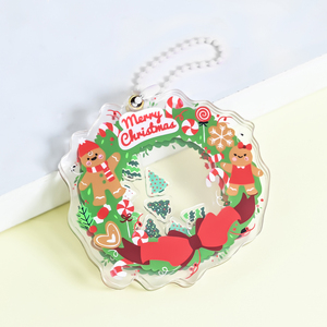 Giáng sinh thiết kế tùy chỉnh dễ thương Acrylic Shaker Keychain túi quyến rũ nhựa phim hoạt hình móc chìa khóa số lượng lớn - Product Image 1