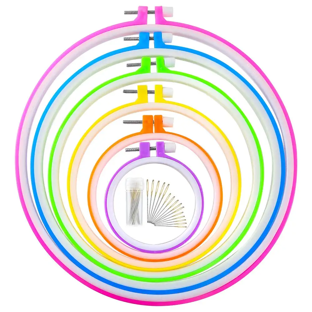 6 pezzi cerchi da ricamo cerchio in plastica punto croce cerchio anello ricamo cerchio Set, da 3.4 pollici a 10.4 pollici