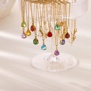Hot Selling December <strong>Birthstone</strong> Jewelry Zircon Teardrop Necklace Exquisite Stainless Steel <strong>Jewellery</strong> TGXL11351 - Product Image 2