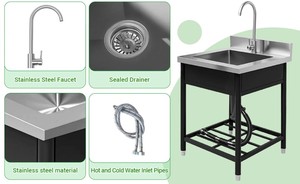 Évier de cuisine monobloc amovible en acier inoxydable <span class=keywords><strong>Skywater</strong></span> TM7540TZ, à poser sur comptoir, pour extérieur et jardin, deux bacs simples - Product Image 4
