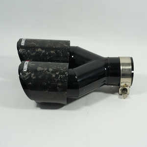 Embouts d'échappement de voiture double FAIZJUNBEN, finition brillante, fibre de carbone noire forgée, embout d'échappement de type Y, directement du fabricant - Product Image 2