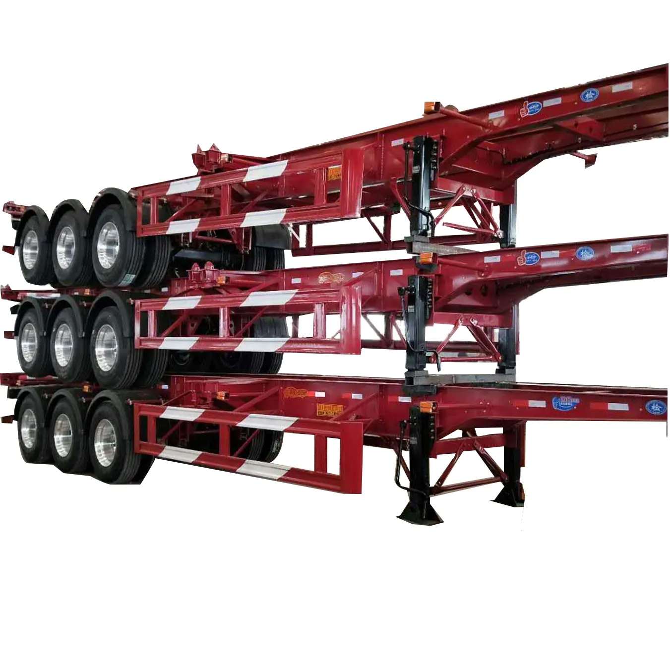 3 Axles 40ft port use skeleton semi-trailer container chassis trailer for sale.