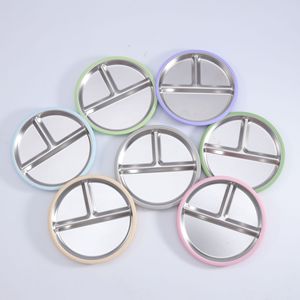 304 assiette d'aspiration ronde enfants dîner vaisselle sans BPA acier inoxydable bébé enfants salle à manger Section assiette bébé assiette avec aspiration - Product Image 1