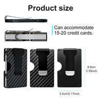Dompet Logam Anti RFID dengan Logo Laser, Tipis, Serat Karbon, Tempat Kartu, Dompet Minimalis Saku Depan dengan Penjepit Uang untuk Pria, Hadiah