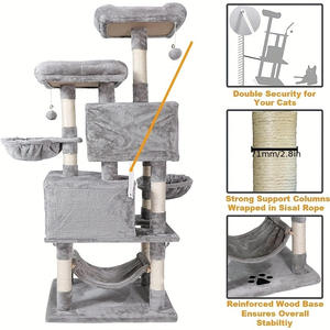 Struttura da arrampicata per gatti in legno moderna Sisal Multi livello di lusso grande pavimento al soffitto alberi di gatto e Scratcher - Product Image 5