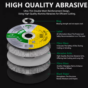 Meuleuse d'angle professionnelle <span class=keywords><strong>de</strong></span> 5 pouces T27 à centre dépressionné pour le métal, l'acier inoxydable, l'inox, disque <span class=keywords><strong>de</strong></span> meulage abrasif 125 6 22 mm - Product Image 3