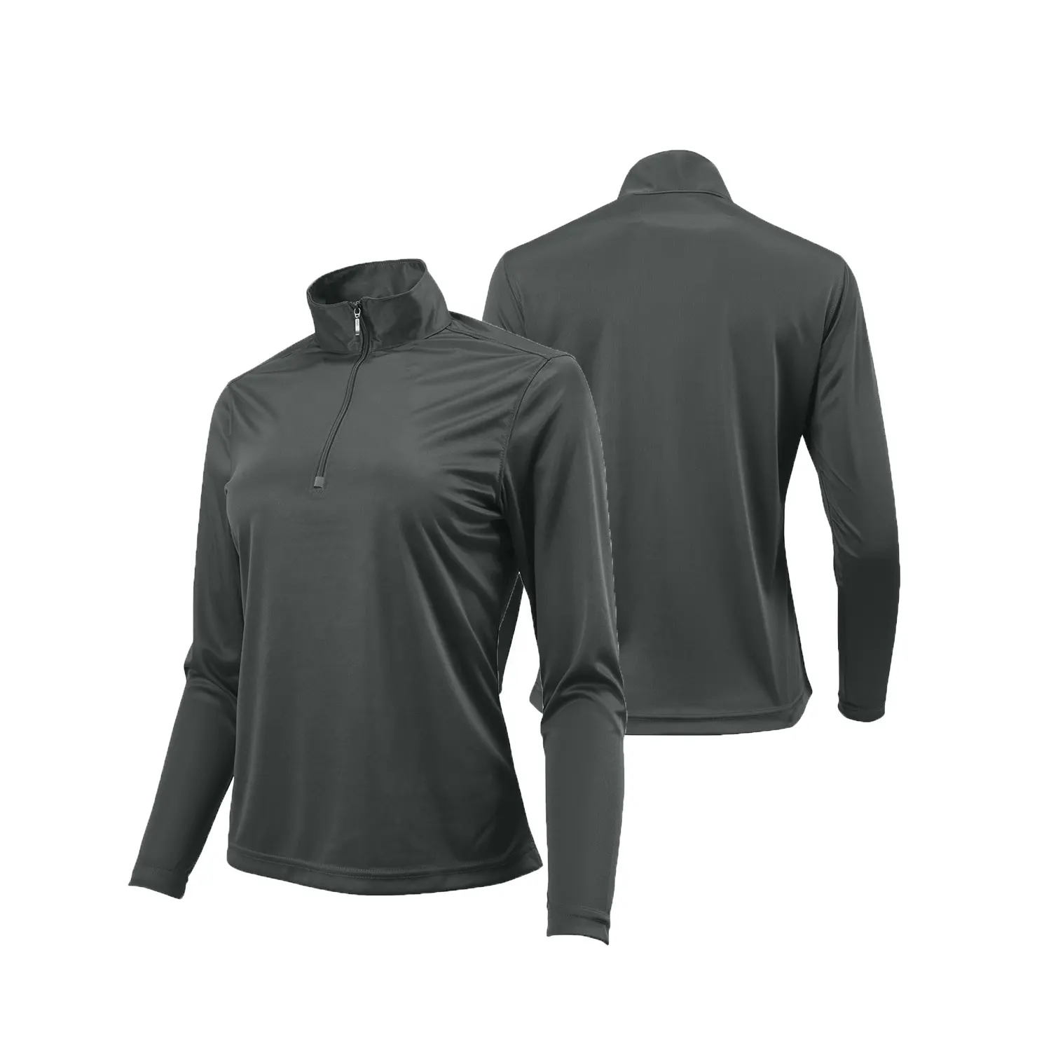 Custom Dropshipping Women Fashion Performance Plain Long Sleeve Zip Golf Apparel Golf Shirts