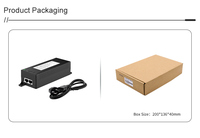 Adaptor Injektor POE Plastik 30W 52V 0.58A 2-Port RJ45 10/100/1000Mbps Switch Jaringan Ethernet Stok untuk Sistem CCTV