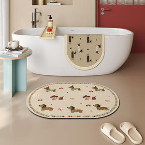 Alfombra de baño ovalada Sausage Squad con diseño de perros de dibujos animados, antideslizante, para baño, cocina, entrada de restaurante - Product Image 5