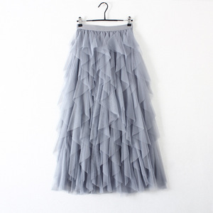 Faldas de <span class=keywords><strong>Tul</strong></span> para Mujer Faldas de Moda con Cintura Alta Elástica de Malla Tutú Maxi Plisada Larga <span class=keywords><strong>Midi</strong></span> Jupe <span class=keywords><strong>Falda</strong></span> para Mujer - Product Image 3