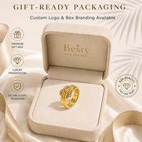 Bague Cœur Tendance Épaisse pour Femme en Acier Inoxydable 316L Plaqué Or PVD 18K avec Zircon, Hypoallergénique et Inaltérable, Idéale pour Mariage