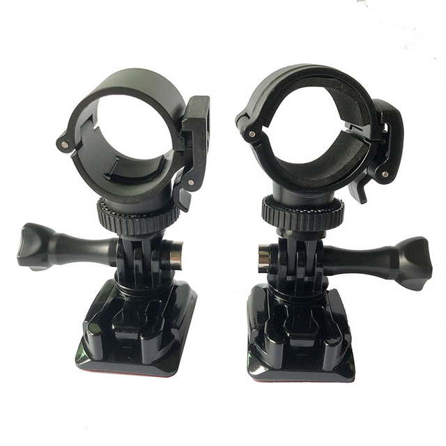 360 Swivel Adhesive 1/4 Helmet Camera Mount with Flashlight Round Clamp for Torch Diameter 27-31mm/24-26mm ABS+Rubber
