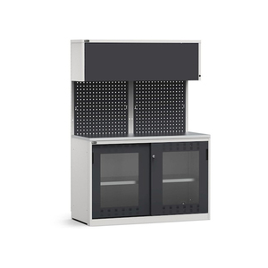 Meuble modulaire Fami GARAGE032, plateau en acier avec porte en polycarbonate, 1428mm - Product Image 1