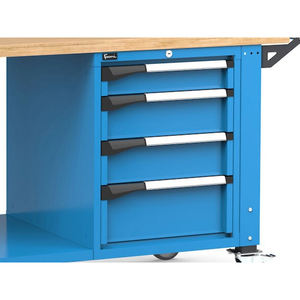 Fami Master 200cm établi réglable bleu avec roues, 4 tiroirs, armoire, étau et 4 prises - Product Image 6