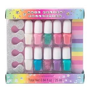 12-piece Nail Kit For Girls 10 Assorted Water Based Toe Separator And Rainbow Board Nail polish Set