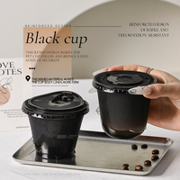 Gobelet à café jetable personnalisé avec logo, 360 ml, en forme de U, 89 mm, en PET, de qualité alimentaire, avec couvercle, pour café glacé, transparent imprimé