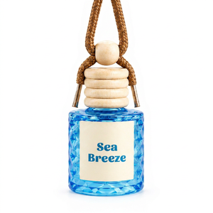Flacon de parfum de voiture créatif et élégant en verre, motif Brise marine, avec bouchon à vis, pendentif sérigraphié, rechargeable, longue durée, fraîcheur durable - Product Image 1