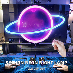 <span class=keywords><strong>Lampe</strong></span> de nuit moderne à LED néon avec enseigne planète 3D pour publicité murale, fête, mariage ou décoration de bar - Product Image 4