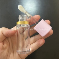 ISMAN Tubes de brillant à lèvres ronds et volumineux de 10 ml et 12 ml, transparents, vides, avec applicateur à grande brosse, coloris noir, blanc, rose, personnalisables avec logo