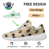 Chaussures de golf personnalisées à motif abeille, baskets en maille respirante, design personnalisé, légères, pour la marche quotidienne et le sport