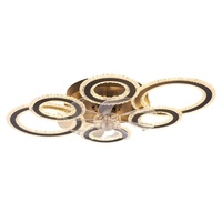 Ventilateur de plafond LED circulaire à 6 anneaux en fer, 110W, variateur d'intensité + télécommande 2.4G, 110V, montage en surface, CRI 90 élevé pour salon et chambre à coucher