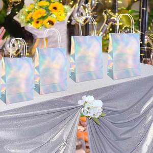 Sacs cadeaux en papier kraft imprimés sur mesure avec impression intégrale, argentés au laser, pour les fêtes de Noël, les mariages, les anniversaires - Product Image 5