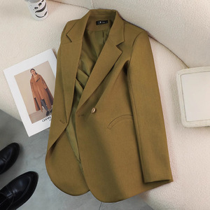 Women's <b>Blazer</b> Solid Color Polyester Worsted One <b>Button</b> Pocket Spring Autumn Casual Suit S M L XL - Product Image 1