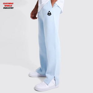 Custom Men's Straight Joggers Cotton Polyester Fleece Eco-Friendly Anti-Wrinkle Comfortable Blue Casual Baggy Men's Pants - Product Image 2