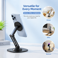 Magnétique 360 °   Support de bureau rotatif |   Support de téléphone pliable en alliage d'aluminium |   Base en métal antidérapante |   Support de diffusion en direct Q19