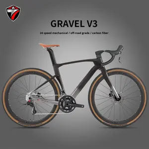 Bicicleta <span class=keywords><strong>de</strong></span> Carretera <span class=keywords><strong>de</strong></span> Fibra <span class=keywords><strong>de</strong></span> Carbono GRAVEL-V3 con Frenos <span class=keywords><strong>de</strong></span> Disco, Eje Pasante, 24 Velocidades, Frenos <span class=keywords><strong>de</strong></span> Disco Hidráulicos, Cableado Interno Completo OEM - Product Image 2