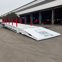 Semi-remorque surbaissée LUYI 60t à 3 essieux avec poteau vertical détachable, suspension mécanique et col de cygne pliable