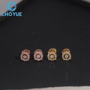 Hot Sale Luxury Brilliant Cut Moissanite Stud <b>Earrings</b> Real 925 Silver Gold Plated Screw <b>Back</b> Stud <b>Earring</b> Jewelry - Product Image 3