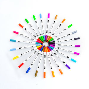 Stylo pinceau aquarelle en plastique Bonvada, dessin graphique, art, double pinceau, pointe fine, marqueurs pastel, stylos à croquis - Product Image 5