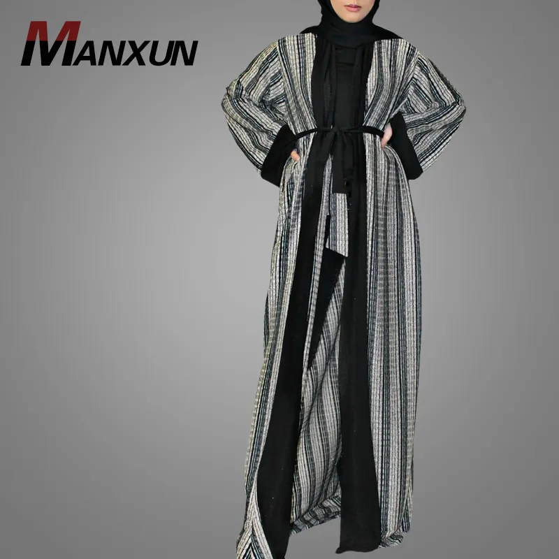 Vestido largo tipo Kimono para mujer, cárdigan con abertura frontal Abaya, suave y elástico, ropa islámica de estilo árabe de Dubái