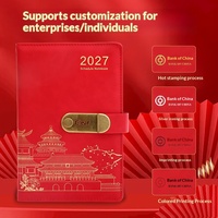 Agenda quotidien 2027 pour la gestion du temps et l'autodiscipline – Cadeau personnalisable – Carnet en similicuir avec code secret