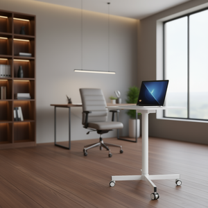 Bureau mobile réglable en hauteur 29 x 17 pouces avec ressort à gaz et roulettes verrouillables pour usage professionnel - Product Image 2