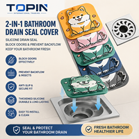 Tapis de sol en silicone motif dessin animé, anti-odeur, couvercle d'étanchéité pour drain de salle de bain, bouchon de vidange, couvercle d'étanchéité pour verre, marque TOPIN