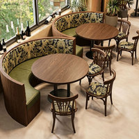 Ensemble de sièges de restaurant commercial, canapé moderne, table et chaises pour café, hôtel, bar, meubles en bois massif et en cuir